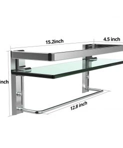 Modern Rugs And Decor Heavy Duty Wall Mounted Shelves Aluminum Tempered Glass Storage 1 Or 2 Tiers Furniture