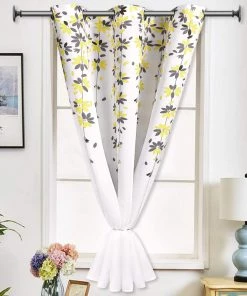 VERTKREA Flowers Window Curtain Floral Window Treatment Grommet Curtains