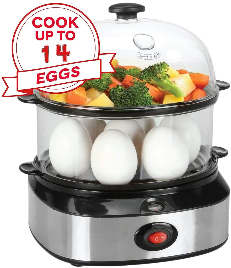 Pow Cub Kitchen 2 In 1 Electric Rapid Stainless 14 Egg Cooker/Steamer Auto Shut Off 1 Pow Cub Kitchen 2 In 1 Electric Rapid Stainless 14 Egg Cooker/Steamer Auto Shut Off