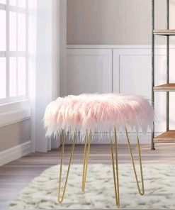 Oneinmil Bedding Fur Stool Fuzzy Vanity Chair Makeup Vanity Bedroom Seat