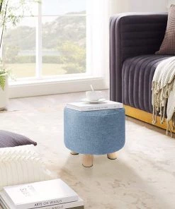 Modern Rugs And Decor Rug Pads/Grippers Round Ottoman Foot Rest Stool, Fabric Padded Seat With Non-Skid Wooden Legs And Removable Cover 17 Modern Rugs And Decor Rug Pads/Grippers Round Ottoman Foot Rest Stool, Fabric Padded Seat With Non-Skid Wooden Legs And Removable Cover