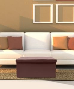 COL Contemporary Faux Leather Storage Bench Ottoman Home Décor 35 COL Contemporary Faux Leather Storage Bench Ottoman Home Décor