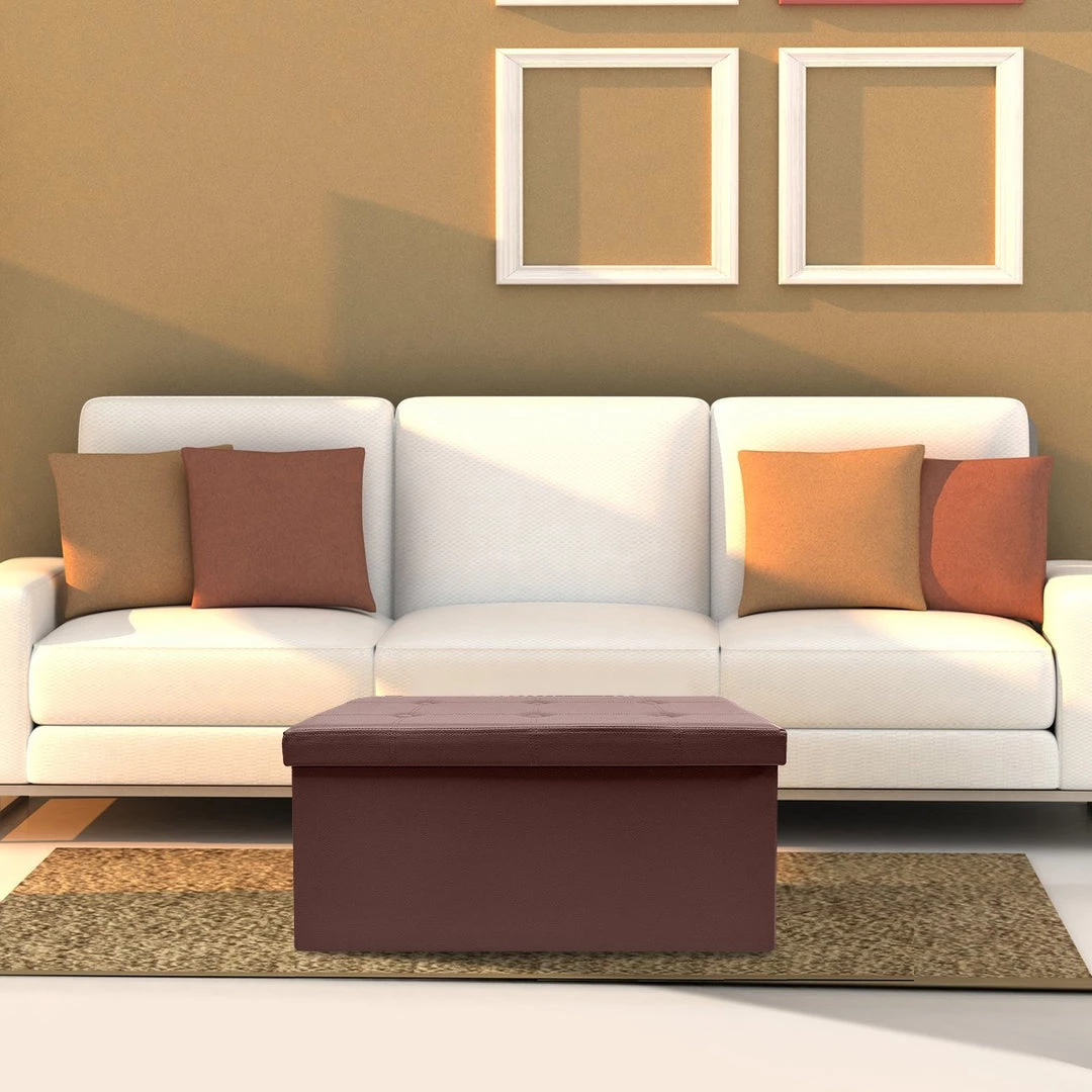 COL Contemporary Faux Leather Storage Bench Ottoman Home Décor 3 COL Contemporary Faux Leather Storage Bench Ottoman Home Décor