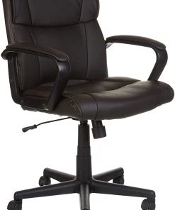 Modern Rugs And Decor Padded, Ergonomic, Adjustable, Swivel Office Desk Chair With Armrest, Black Bonded Leather Rug Pads/Grippers