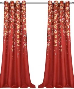 VERTKREA Flowers Window Curtain Floral Window Treatment Grommet Curtains