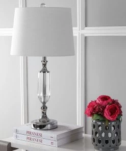 JONATHAN Bella 27" Crystal LED Lamp White Shade Lamps
