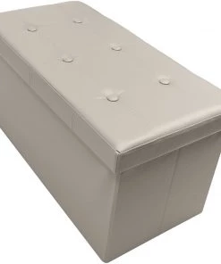 COL Contemporary Faux Leather Storage Bench Ottoman Home Décor 46 COL Contemporary Faux Leather Storage Bench Ottoman Home Décor