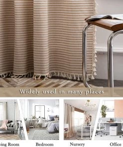 Modern Rugs And Decor Bathroom ColorBird Striped Semi-Blackout Window Curtains 2 Panels Farmhouse Style Cotton Linen