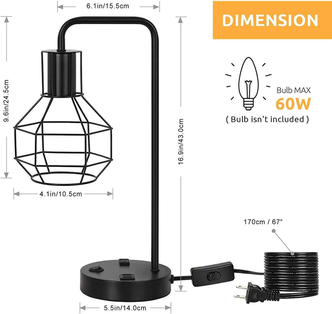 Modern Rugs And Decor USB Modern Table Lamp With Outlet, Industrial Farmhouse 2 Modern Rugs And Decor USB Modern Table Lamp With Outlet, Industrial Farmhouse