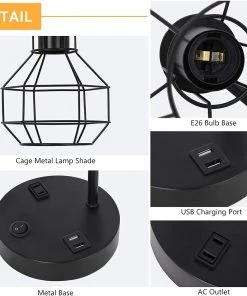 Modern Rugs And Decor USB Modern Table Lamp With Outlet, Industrial Farmhouse 11 Modern Rugs And Decor USB Modern Table Lamp With Outlet, Industrial Farmhouse