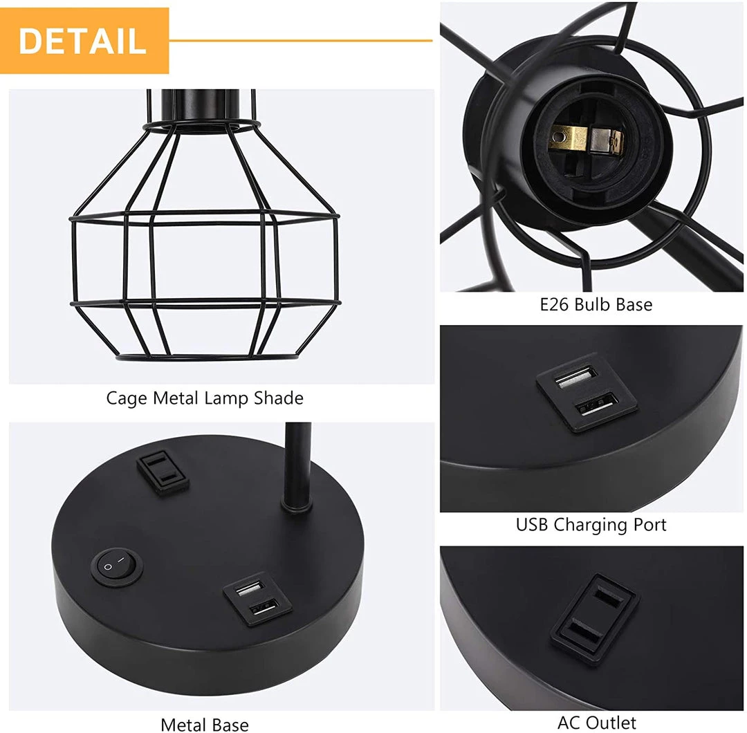 Modern Rugs And Decor USB Modern Table Lamp With Outlet, Industrial Farmhouse 5 Modern Rugs And Decor USB Modern Table Lamp With Outlet, Industrial Farmhouse