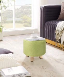 Modern Rugs And Decor Rug Pads/Grippers Round Ottoman Foot Rest Stool, Fabric Padded Seat With Non-Skid Wooden Legs And Removable Cover 18 Modern Rugs And Decor Rug Pads/Grippers Round Ottoman Foot Rest Stool, Fabric Padded Seat With Non-Skid Wooden Legs And Removable Cover