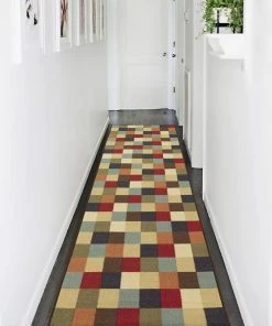 OPVM All Area Rugs And Runners Checks Design Multi-color Area Rug Non-Slip/ No Skid