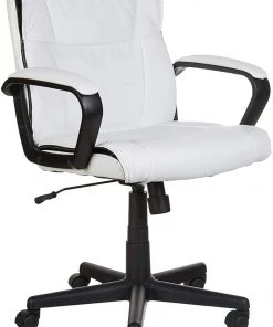 Modern Rugs And Decor Padded, Ergonomic, Adjustable, Swivel Office Desk Chair With Armrest, Black Bonded Leather Rug Pads/Grippers