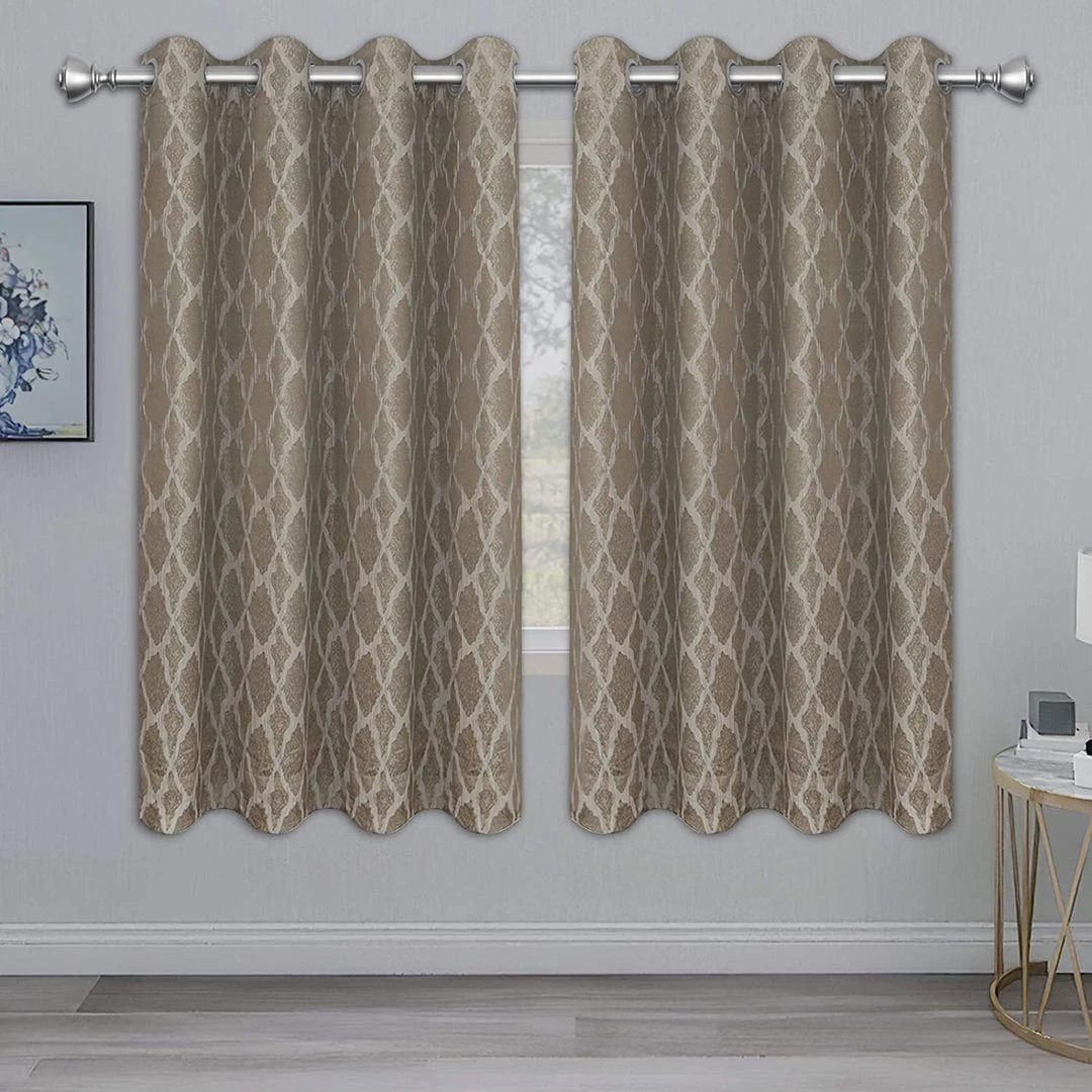 Modern Rugs And Decor Bedding Jacquard Blackout Curtains For Bedroom, Cold/Heat/Sun Blocking And Noise Reduction Thermal Insulated Window Drapes, Camel, 52 X 63 Inch Length, Set Of 2 Grommet Curtain Panels 4 Modern Rugs And Decor Bedding Jacquard Blackout Curtains For Bedroom, Cold/Heat/Sun Blocking And Noise Reduction Thermal Insulated Window Drapes, Camel, 52 X 63 Inch Length, Set Of 2 Grommet Curtain Panels