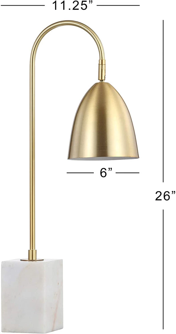 JONATHAN Ana 26" Arched Metal With Marble Base LED Lamp Gold/White Lamps 5 JONATHAN Ana 26" Arched Metal With Marble Base LED Lamp Gold/White Lamps