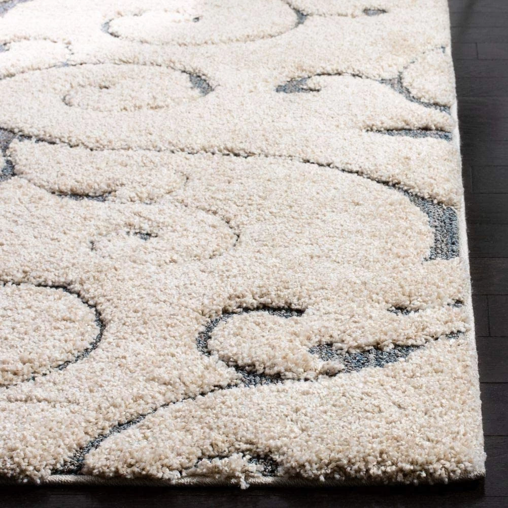 FAS All Area Rugs And Runners Premium Swirl Thick Plush Cream/Dark Blue Area Shag Rug 3 FAS All Area Rugs And Runners Premium Swirl Thick Plush Cream/Dark Blue Area Shag Rug