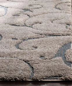 FAS Premium Swirl Thick Plush Grey/Light Blue Area Shag Rug