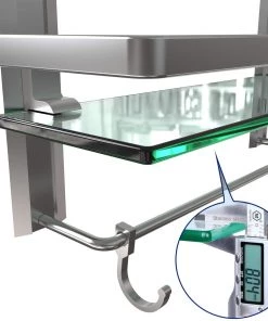 Modern Rugs And Decor Heavy Duty Wall Mounted Shelves Aluminum Tempered Glass Storage 1 Or 2 Tiers Furniture