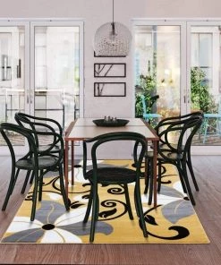 Modern Rugs And Decor Victoria Collection Modern Mustard Yellow Floral Area Rug