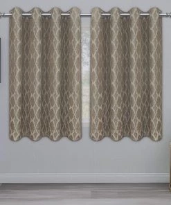 Modern Rugs And Decor Bedding Jacquard Blackout Curtains For Bedroom, Cold/Heat/Sun Blocking And Noise Reduction Thermal Insulated Window Drapes, Camel, 52 X 63 Inch Length, Set Of 2 Grommet Curtain Panels