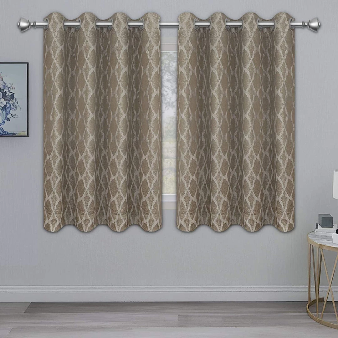 Modern Rugs And Decor Bedding Jacquard Blackout Curtains For Bedroom, Cold/Heat/Sun Blocking And Noise Reduction Thermal Insulated Window Drapes, Camel, 52 X 63 Inch Length, Set Of 2 Grommet Curtain Panels 1 Modern Rugs And Decor Bedding Jacquard Blackout Curtains For Bedroom, Cold/Heat/Sun Blocking And Noise Reduction Thermal Insulated Window Drapes, Camel, 52 X 63 Inch Length, Set Of 2 Grommet Curtain Panels