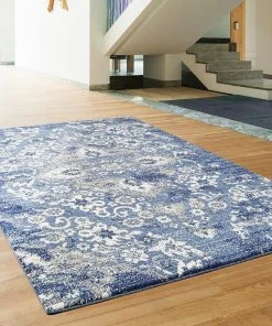 WRG Persian Distressed Dark Blue Area Rugs