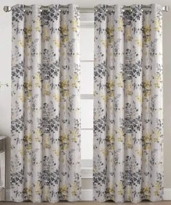 Modern Rugs And Decor Bathroom Linen Blackout Curtains 63 Inches Burlap Effect Linen Curtain Draperies For Grey Floral Printing Grommet 2 Panel 24 Modern Rugs And Decor Bathroom Linen Blackout Curtains 63 Inches Burlap Effect Linen Curtain Draperies For Grey Floral Printing Grommet 2 Panel