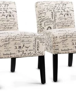 Giantex Bedding Fabric Accent Chair, Contemporary Leisure Side Chair W/Thick Sponge Cushion, Wood Legs, Weight Capacity 330 Lbs, Upholstered Armless Accent Chair For Living Room, Bedroom (1, Sapphire)