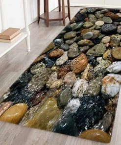 WW All Area Rugs And Runners 3D Cobblestone Printed Area Rug Runner Non-Skid