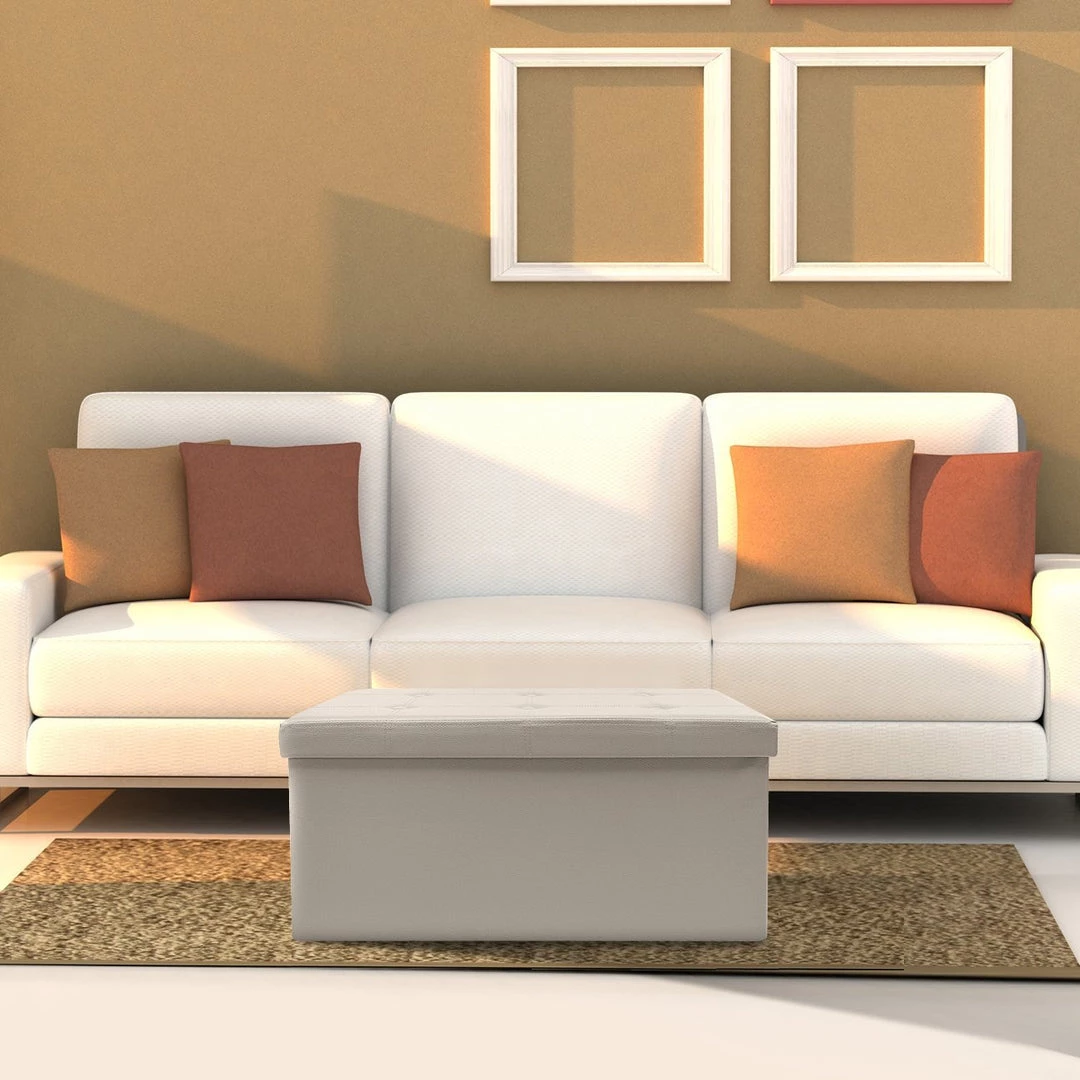 COL Contemporary Faux Leather Storage Bench Ottoman Home Décor 16 COL Contemporary Faux Leather Storage Bench Ottoman Home Décor