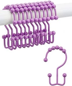 Modern Rugs And Decor Shower Curtain Hooks Rings, Rust-Resistant Metal Set Of 12 Hooks