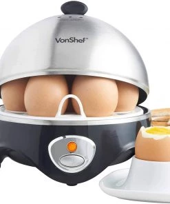 Vonshef 7- Egg Electric Cooker Stainless Steel With Poacher & Steamer Attachment