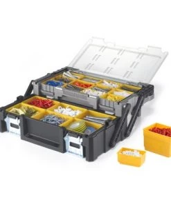 Modern Rugs And Decor Heavy Duty Aluminum Handle Resin Home Garage Tool Box With 18 Bins