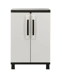 Modern Rugs And Decor Home Garage Storage Cabinet Grey/Black With Doors And Shelves