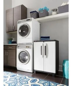 Modern Rugs And Decor Home Garage Storage Cabinet Grey/Black With Doors And Shelves