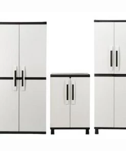 Modern Rugs And Decor Home Garage Storage Cabinet Grey/Black With Doors And Shelves