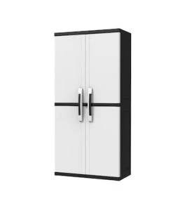 Modern Rugs And Decor Home Garage Storage Cabinet Grey/Black With Doors And Shelves