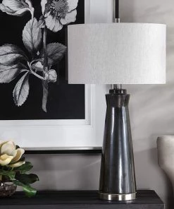 Uttermost Arlan Dark Charcoal Glaze Ceramic Table Lamp