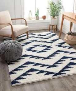 WW Edona Moroccan Tribal White Shag Soft Area Rug All Area Rugs And Runners