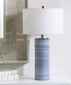 Uttermost Lamps Montauk White And Indigo Column Ceramic Table Lamp