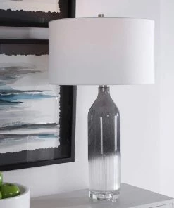 Uttermost Lamps Natasha Light Gray And White Art Glass Table Lamp