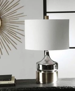 Uttermost Como Chrome And Antique Brass Modern Accent Table Lamp Modern/ Geometric Rugs