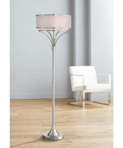 Lamp Plus Possini Euro Candice Brushed Nickel Dual Shade Floor Lamp Lamps