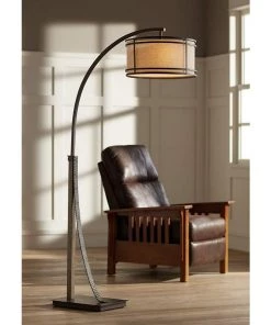 Lamp Plus Lamps Gentry Oil-Rubbed Bronze 2-Light Downbridge Arc Floor Lamp