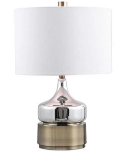 Uttermost Como Chrome And Antique Brass Modern Accent Table Lamp Modern/ Geometric Rugs