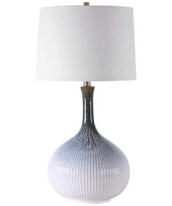 Uttermost Lamps Eichler Cream Blue And Brown Ceramic Table Lamp