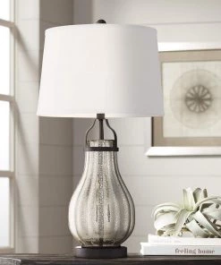 Modern Rugs And Decor Lamps Arian Oil-Rubbed Bronze Fluted Mercury Glass Table Lamp