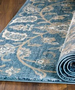 WW Oriental Distressed Persian Design Blue Soft Area Rug