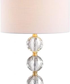 JONATHAN Lamps Ashley 25.25" Crystal LED Table Lamp Clear/Brass 12 JONATHAN Lamps Ashley 25.25